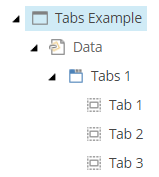 A Sitecore SXA screenshot showing a folder called "Tabs Example" and its subfolders.