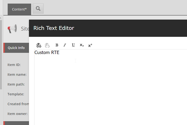 Rich Text Editor (RTE) Field